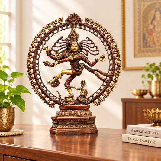 Heavy Brass Nataraja Idol - Copper Red Lord Shiva Statue-artycraftz.com