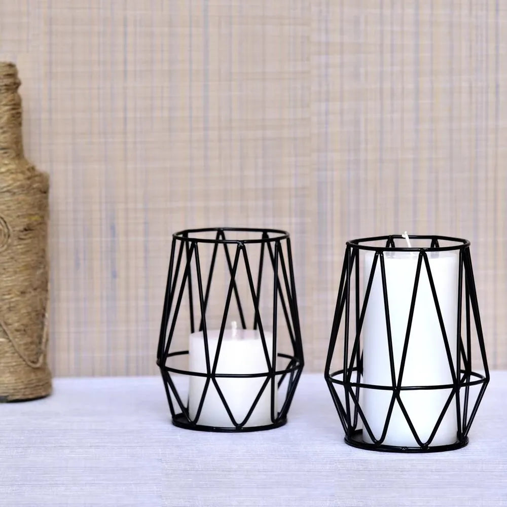 Hex Candle Holder with Black Frame