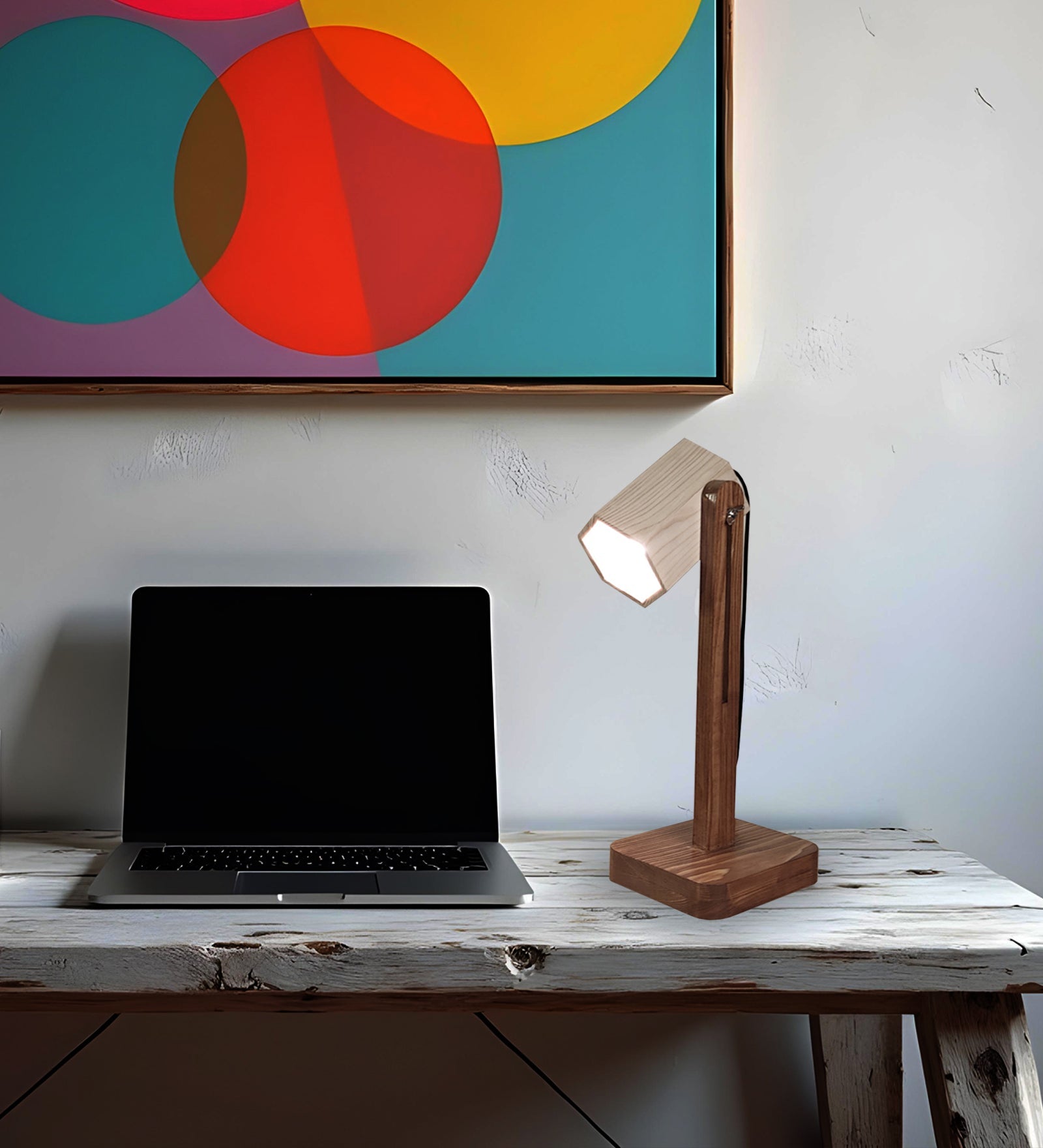 Hexspot Brown Wooden Table Lamp with Beige Wooden Lampshade-ArtyCraftz.com