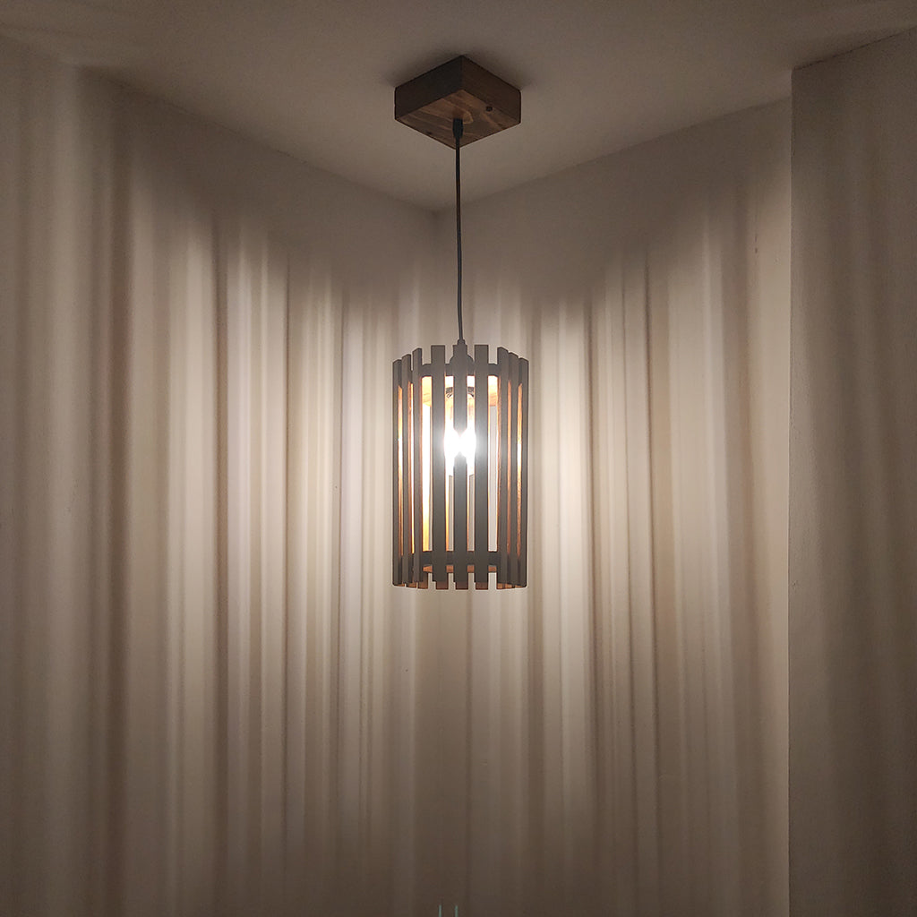 Hexa Brown Wooden Single Hanging Lamp-ArtyCraftz.com