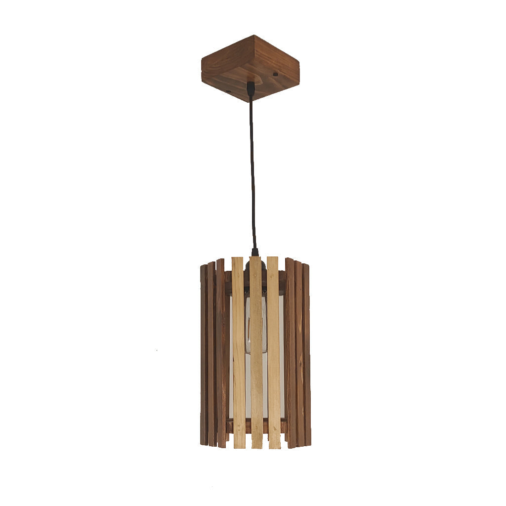 Hexa Brown Wooden Single Hanging Lamp-ArtyCraftz.com