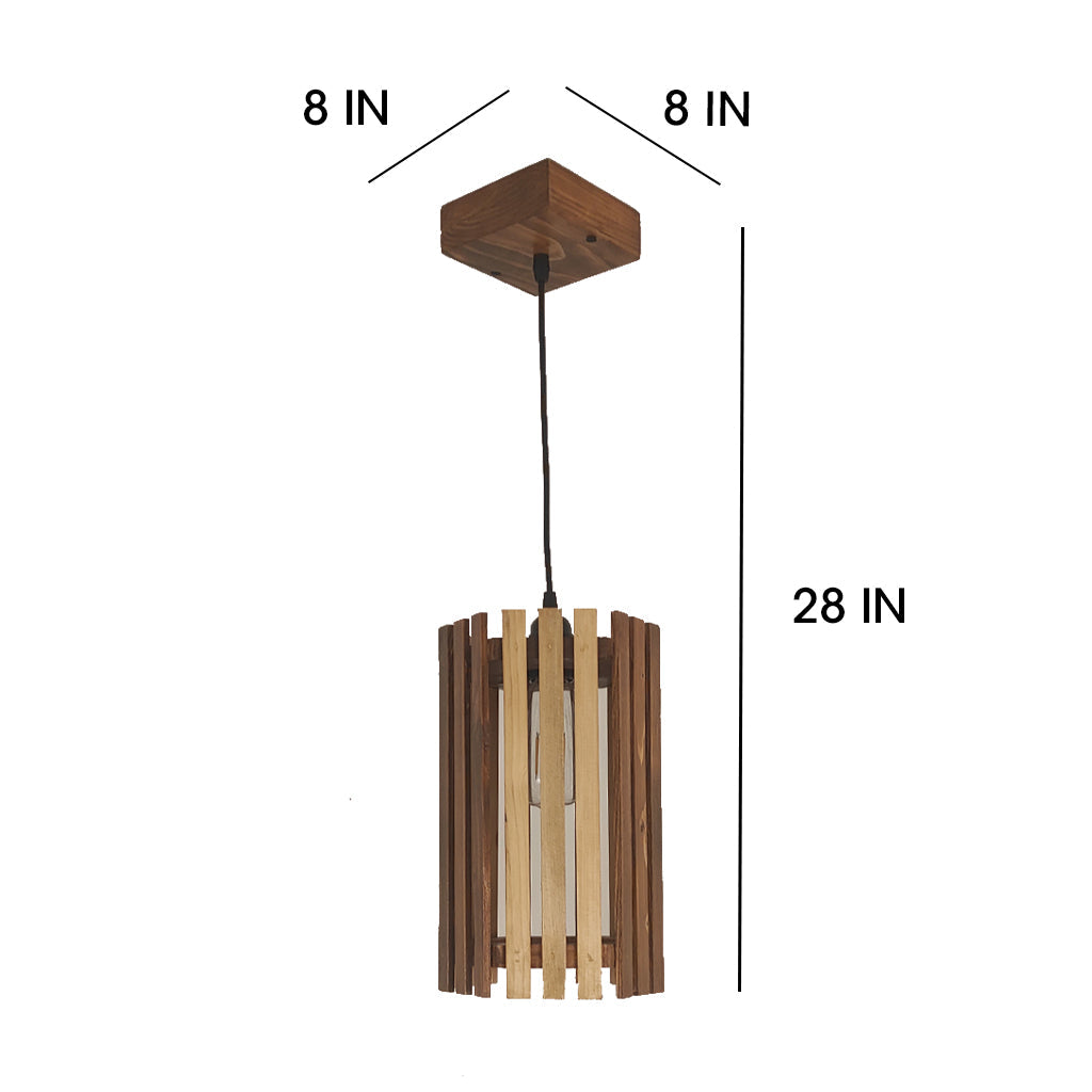 Hexa Brown Wooden Single Hanging Lamp-ArtyCraftz.com