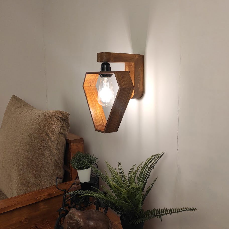 Hexad Brown Wooden Wall Light - ArtyCraftz.com