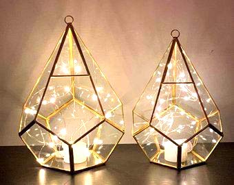 Hexagonal Geometric Terrarium Tealight Candle Holder