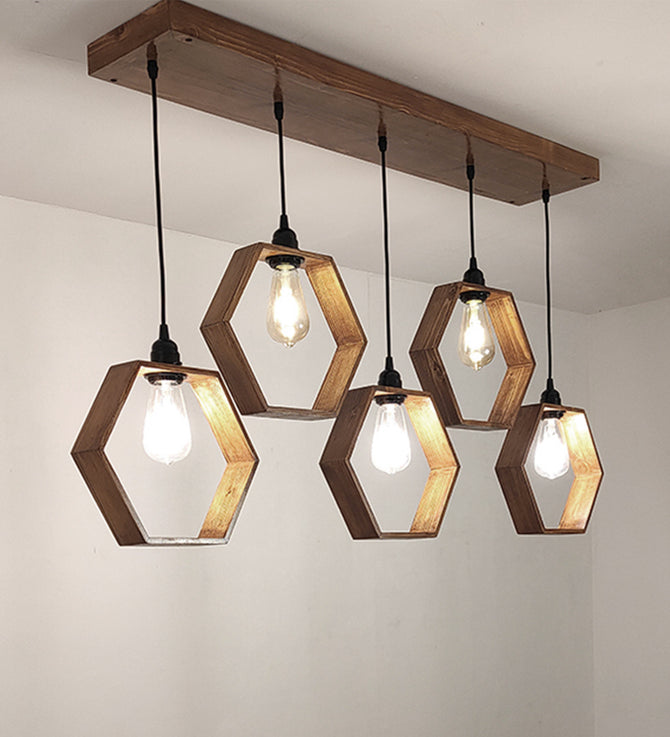 Hexagram Brown 5 Series Hanging Lamp - ArtyCraftz.com