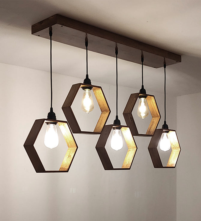 Hexagram Brown 5 Series Hanging Lamp - ArtyCraftz.com