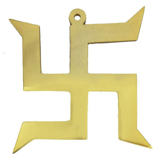 Hindu Lucky Auspicious Symbol Swastika Pure Brass Wall Hanging for Vastu, and Prosperity - Medium - ArtyCraftz.com