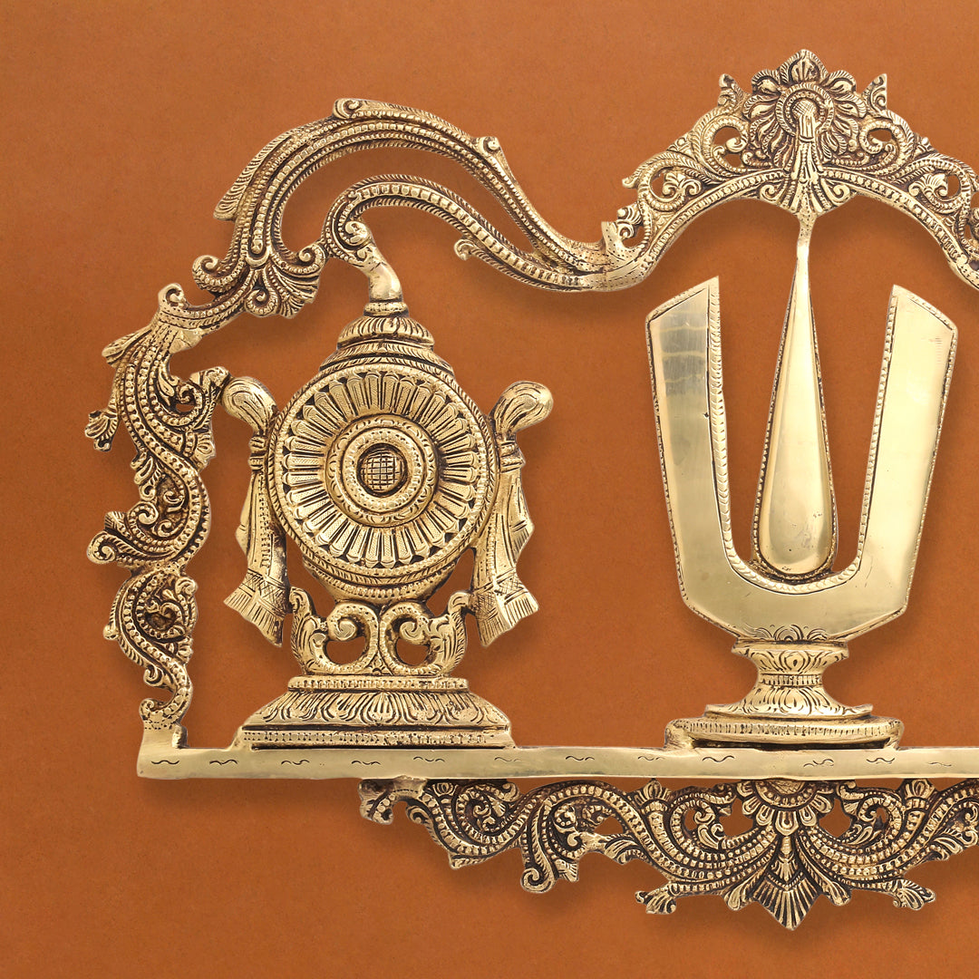 Brass Shankh Chakra Namam Statue Wall Hanging