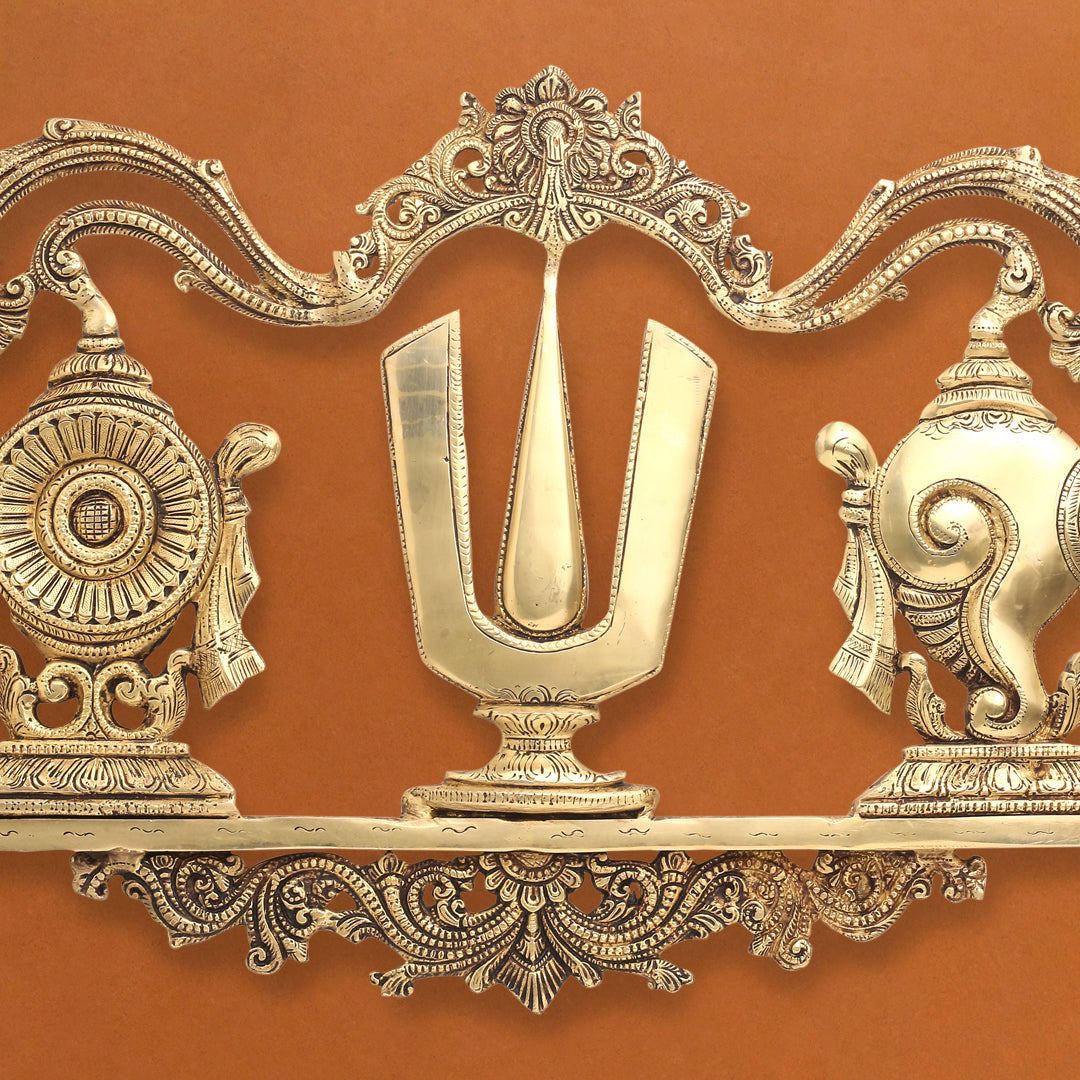 Brass Shankh Chakra Wall Hanging