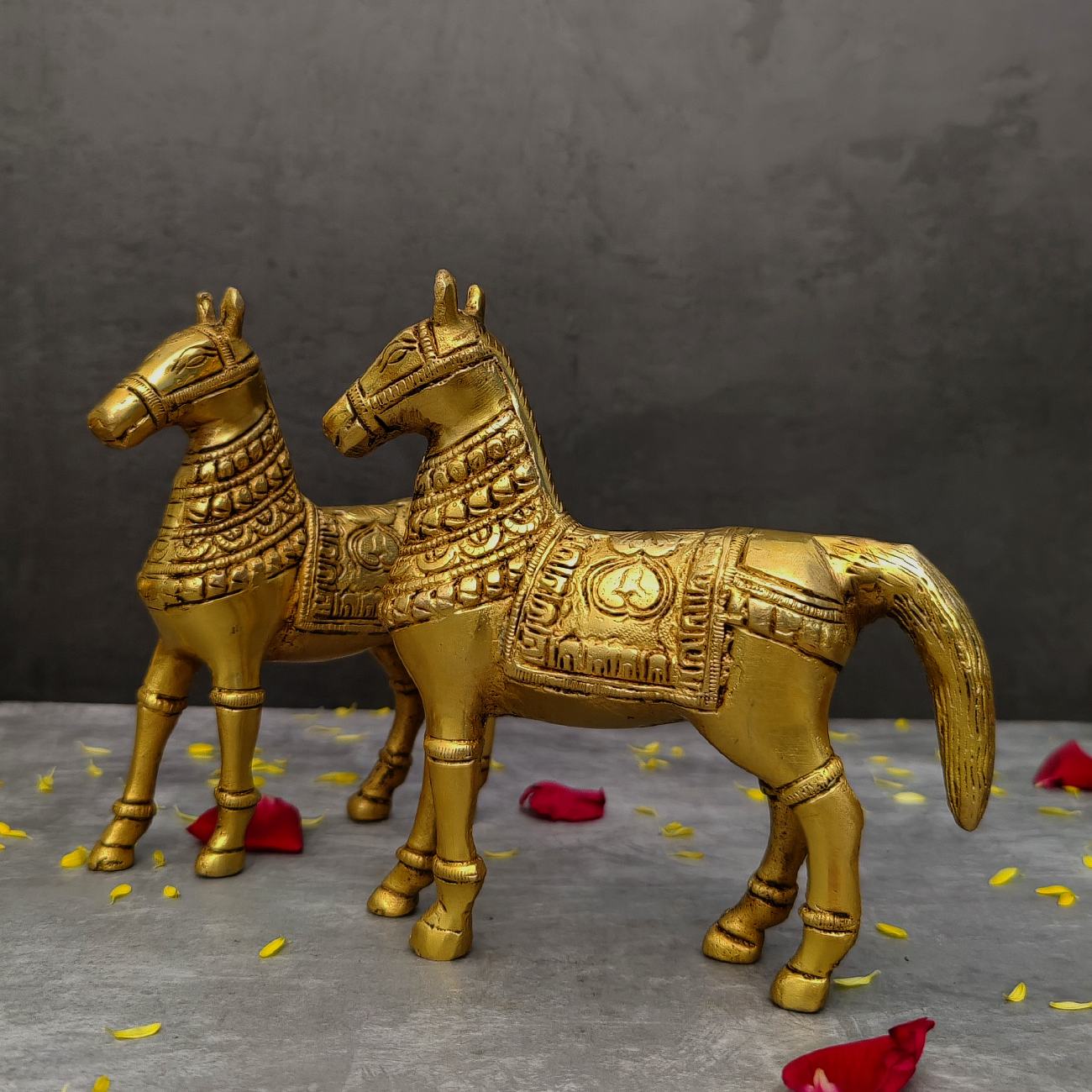 Brass Horse Pair Height 6 Inch