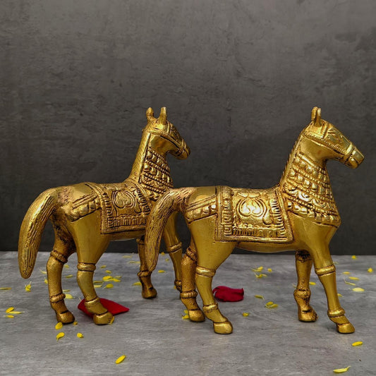 Brass Horse Pair Height 6 Inch
