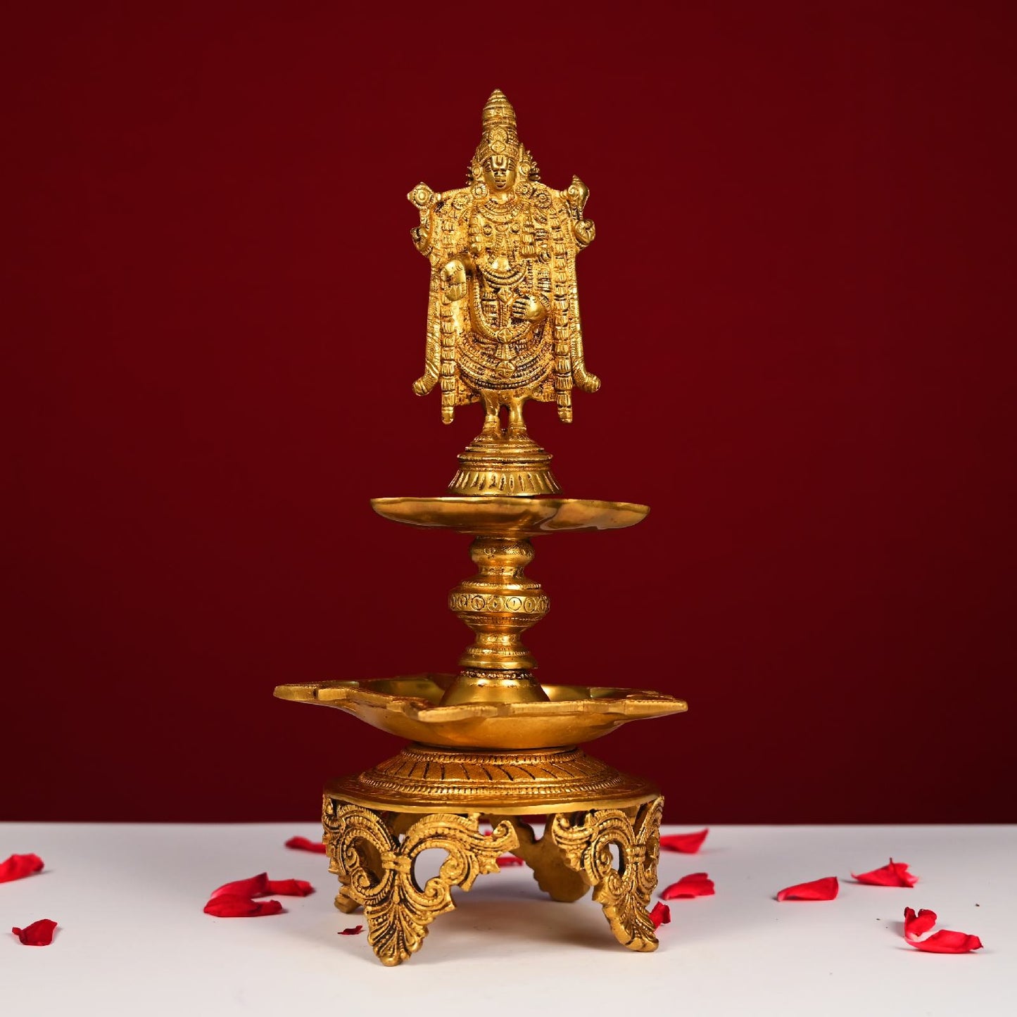 Brass Diya With Tirupati Balaji Height 15 Inch