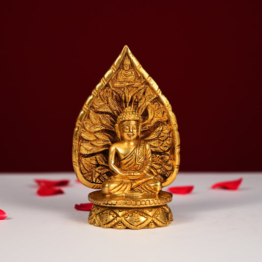 Brass Leaf Buddha Statue Height 6 Inch