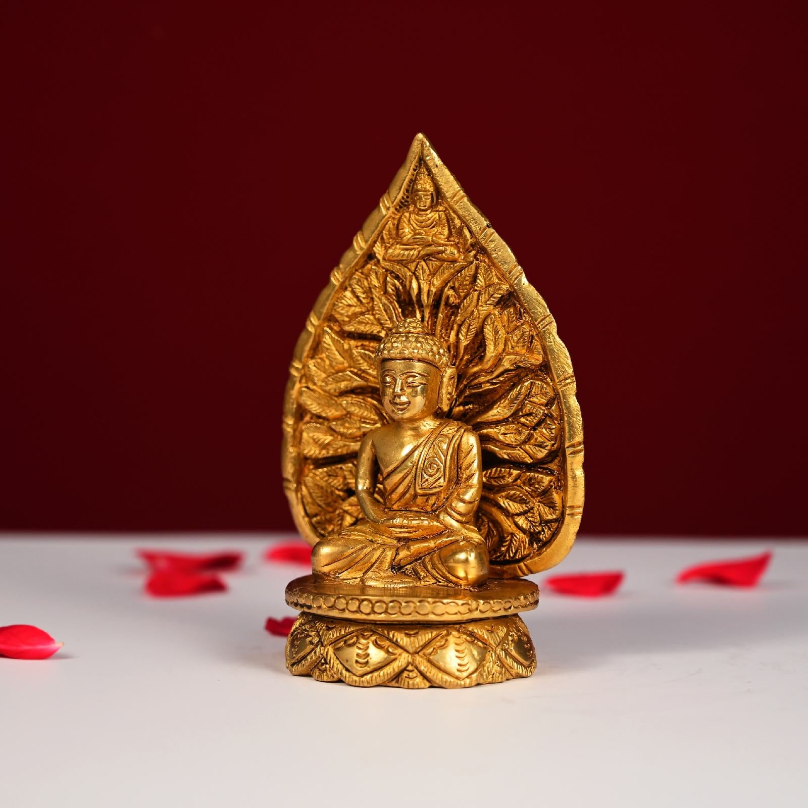 Brass Leaf Buddha Statue Side View