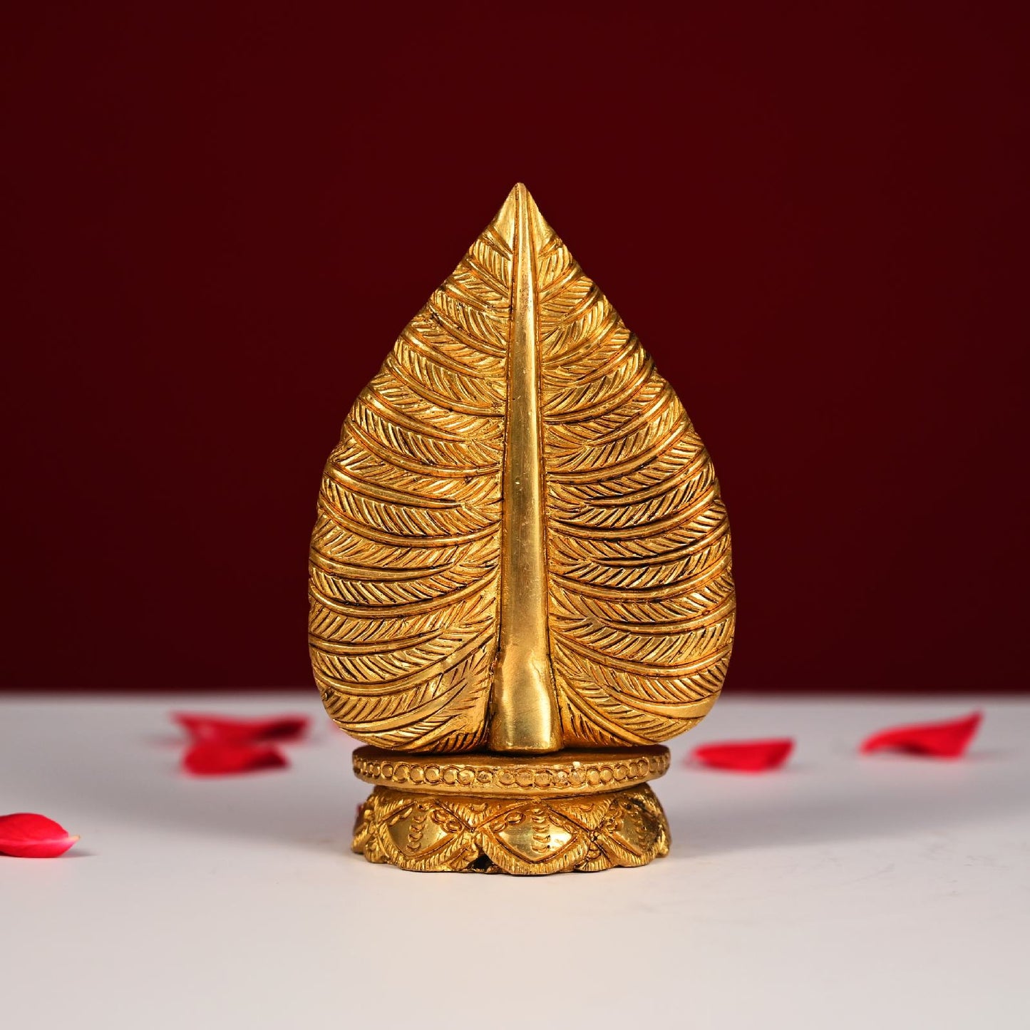 Brass Leaf Buddha Statue Back View