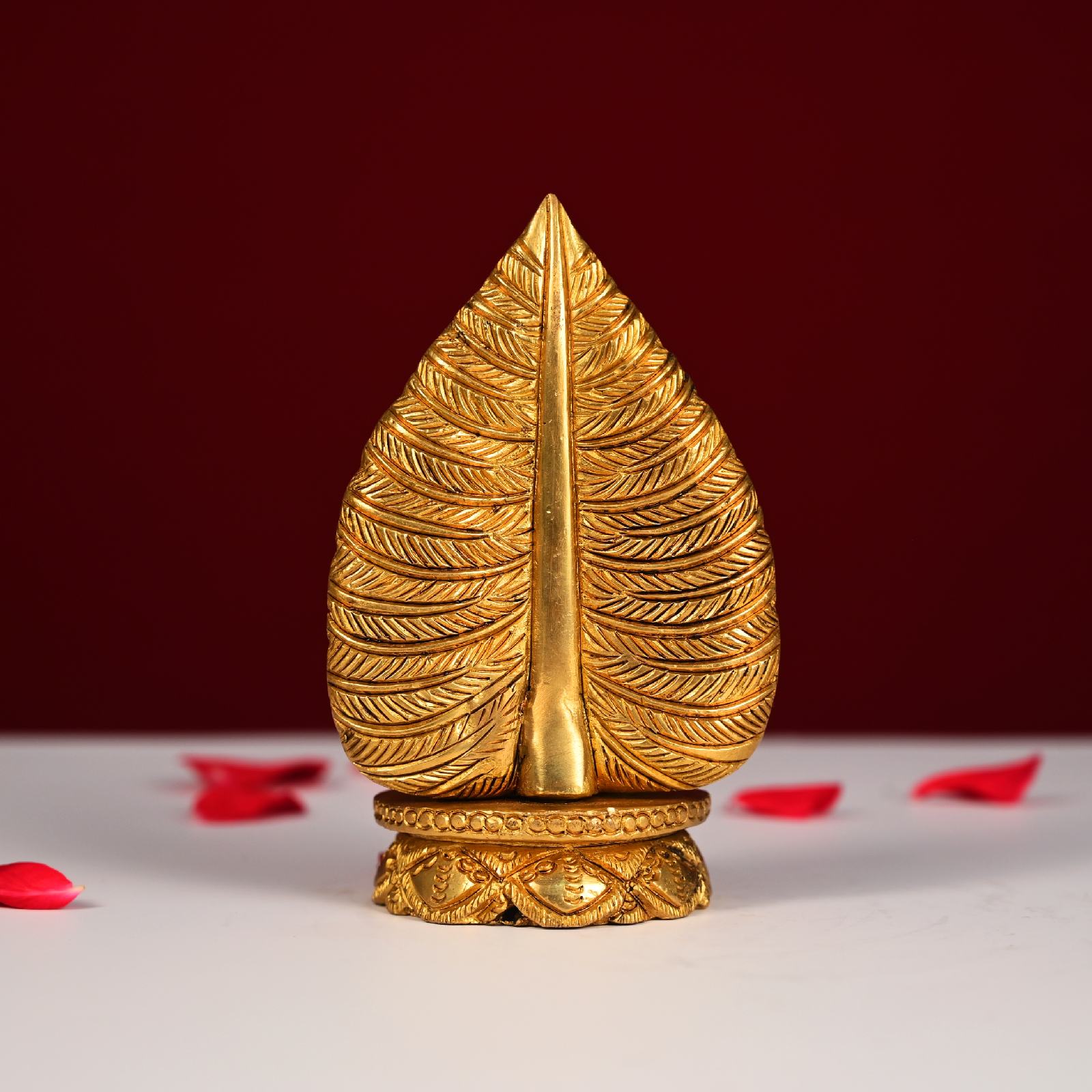 Brass Leaf Buddha Statue Back View