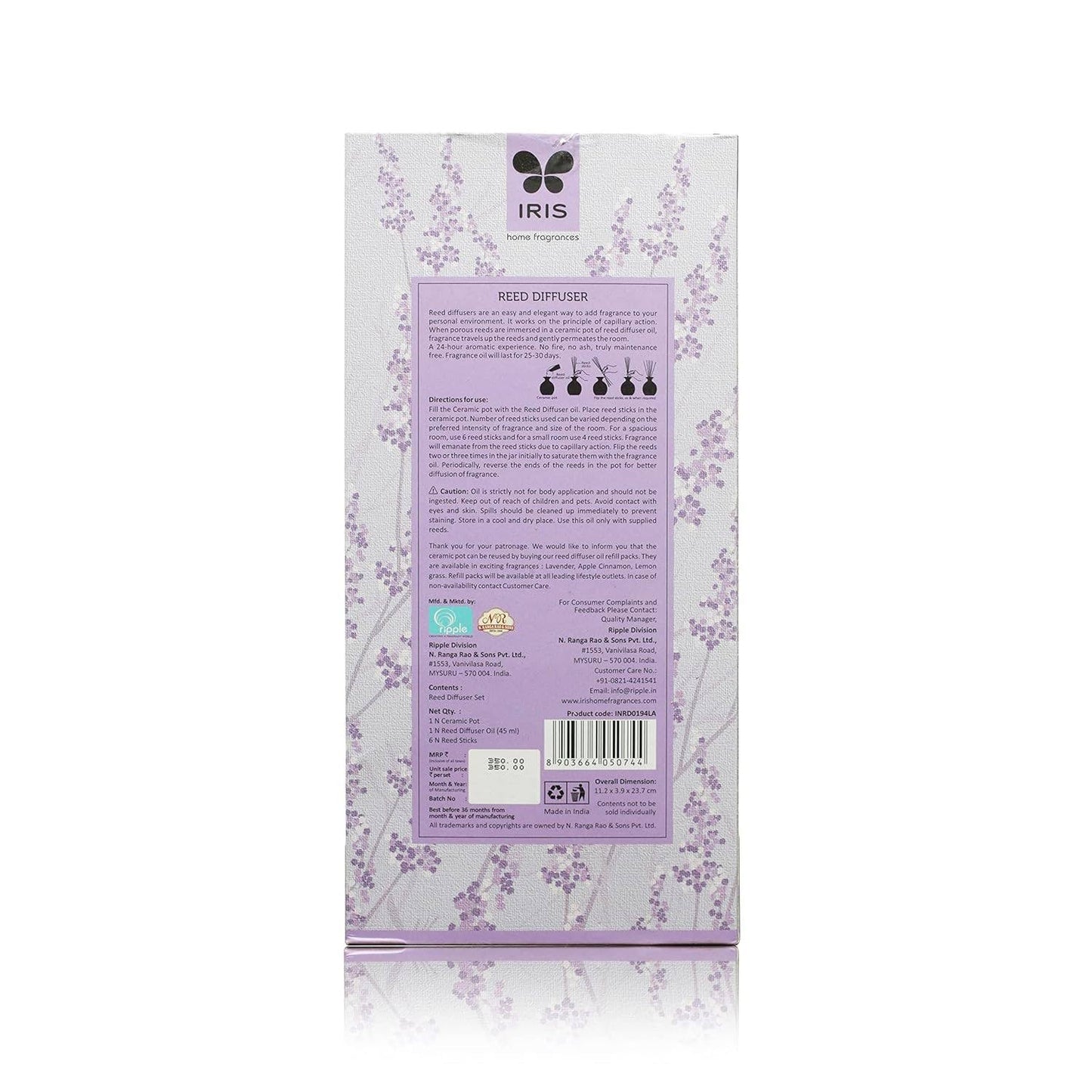 IRIS Lavender Reed Diffuser - Purple color