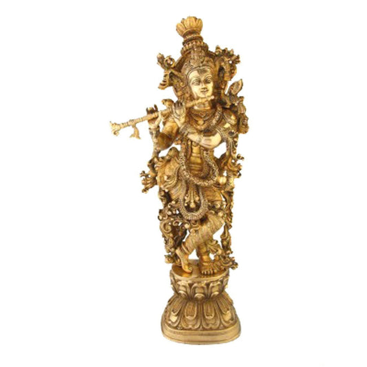 Brass Standing Krishna Statue/Idol 29 Inches Height - ArtyCraftz.com