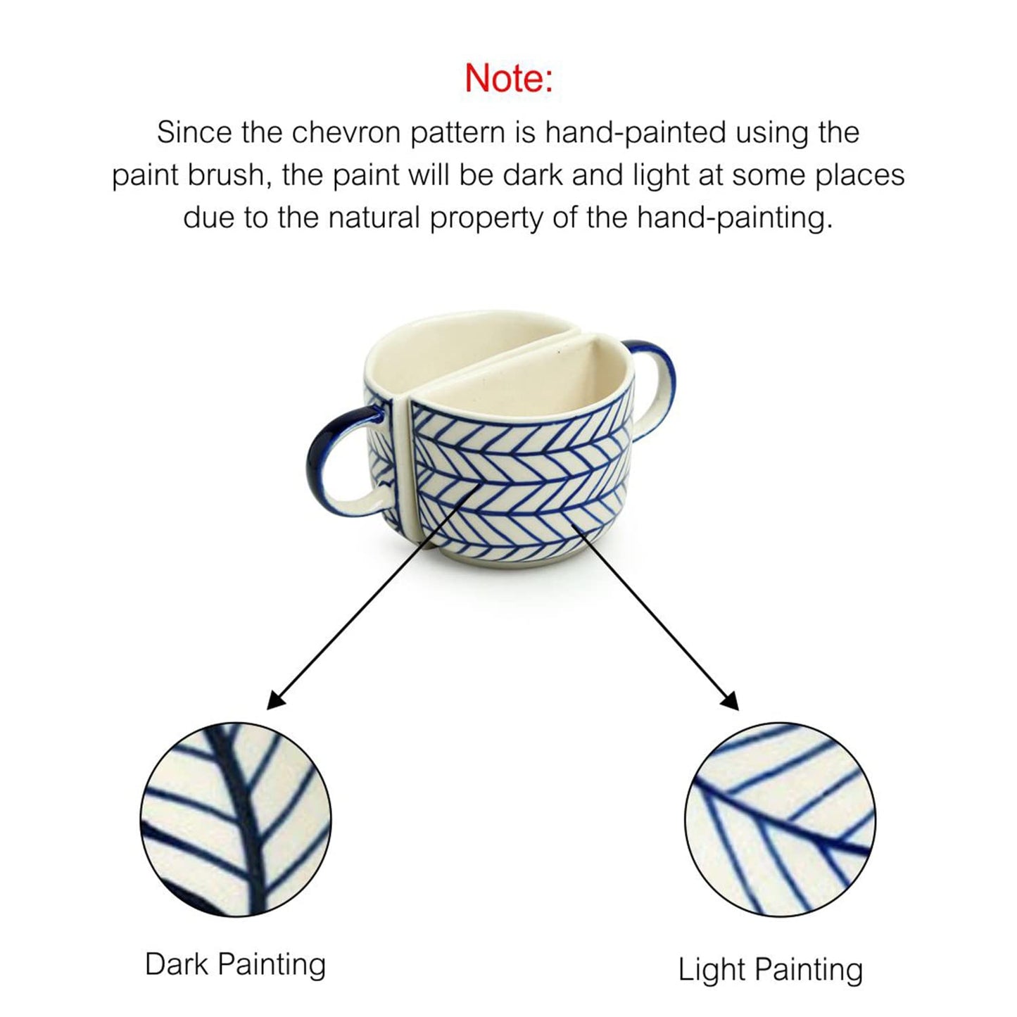 Indigo Chevron Ceramic Tea Cups-ArtyCraftz.com