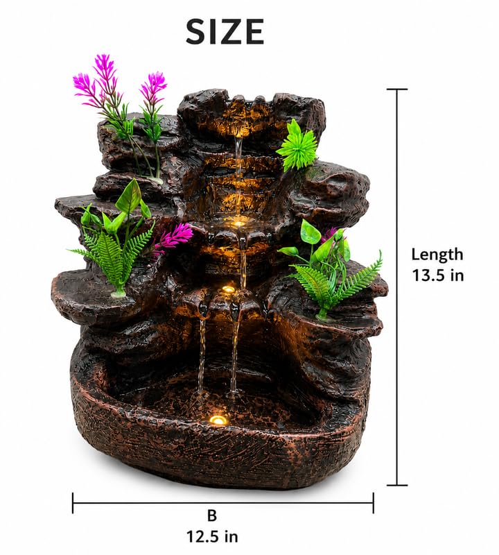Indoor Resin Rock Waterfall Tabletop Fountain with LED Light-artycraftz.com