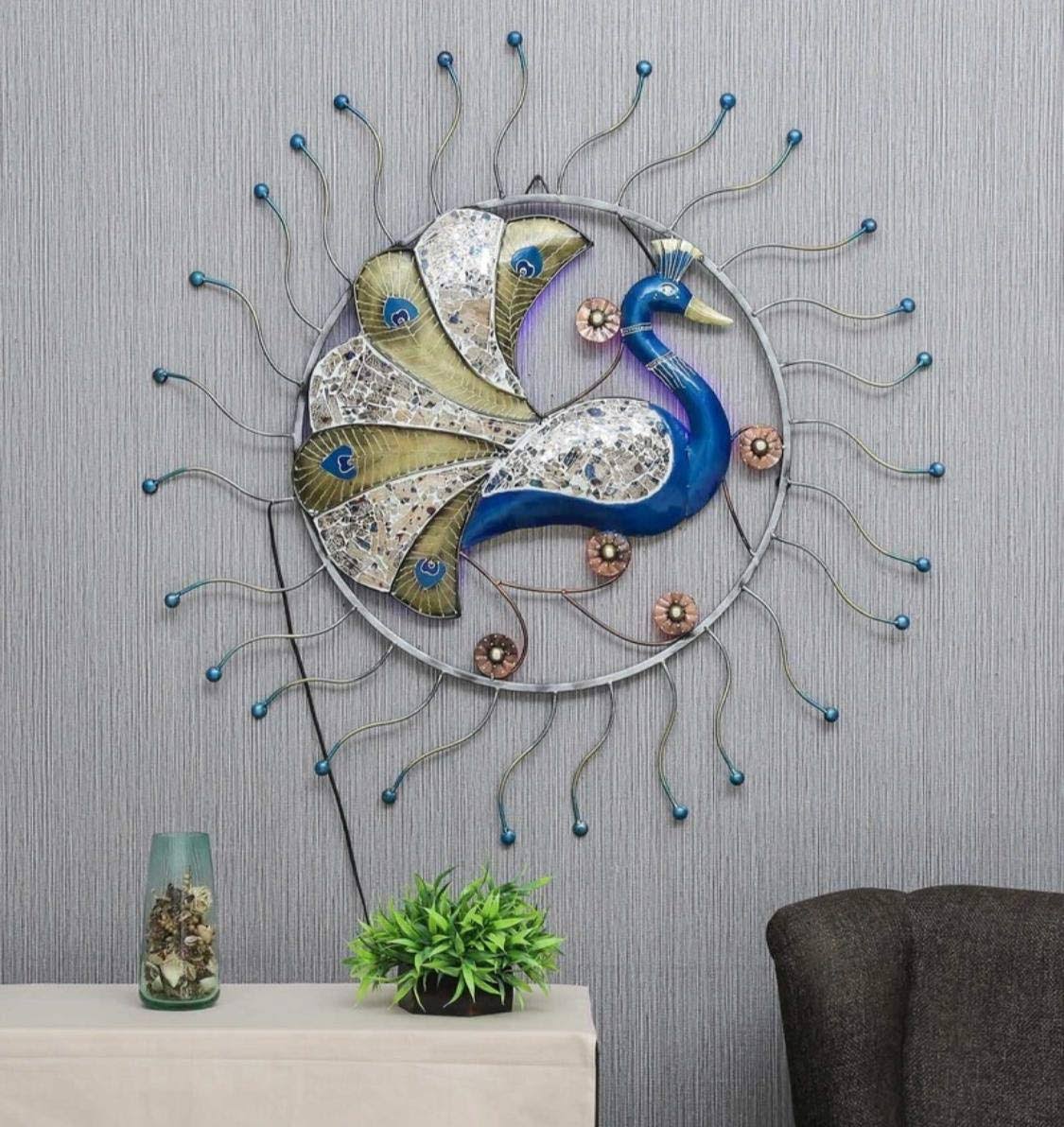 Handmade Iron Peacock LED Wall Art