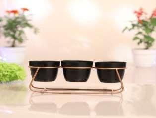Iron 3 Pot Table Stand for Home Decor and Gifting Black/White Color - ArtyCraftz.com