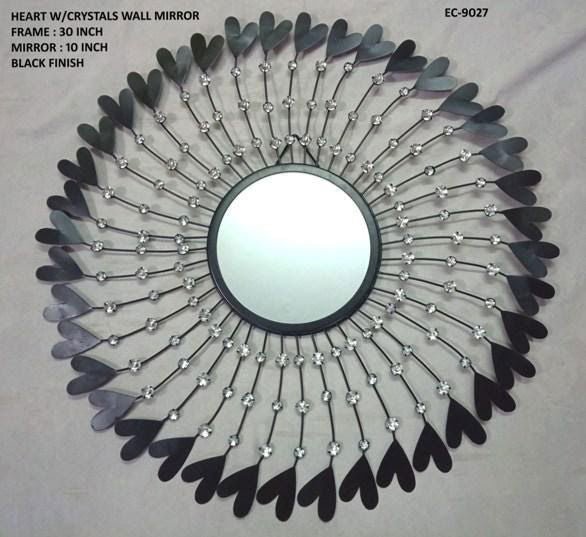 Handcrafted Metal Heart with Crtystal Mirror for Wall Decor - ArtyCraftz