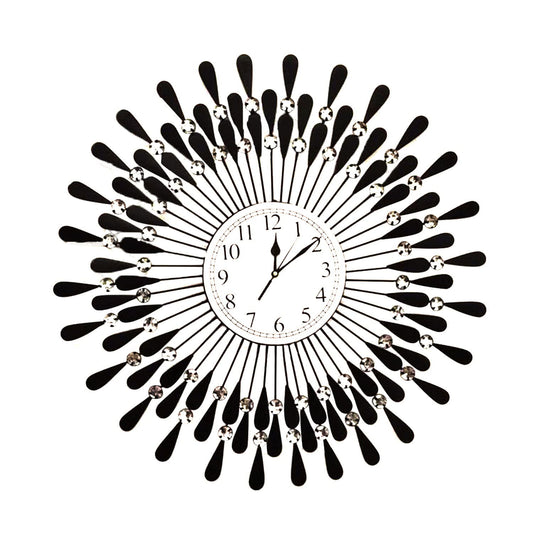 Iron Black Crystal Wall Mounted Clock for Home 24 x 24 Inches - ArtyCraftz.com