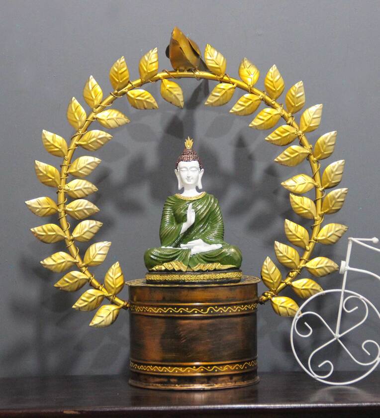 Iron Enchanting Buddha with Leaves String Idol- ArtyCraftz