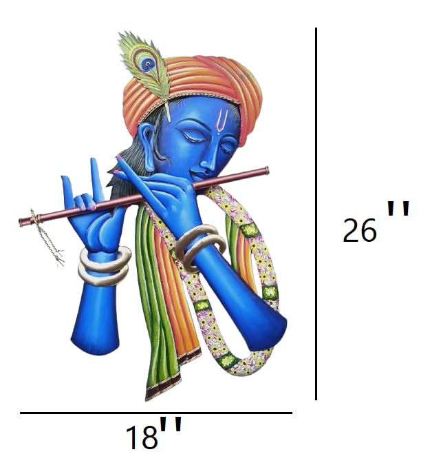 Iron Flute Playing Krishna 26 Inch Wall Art-ArtyCraftz.com