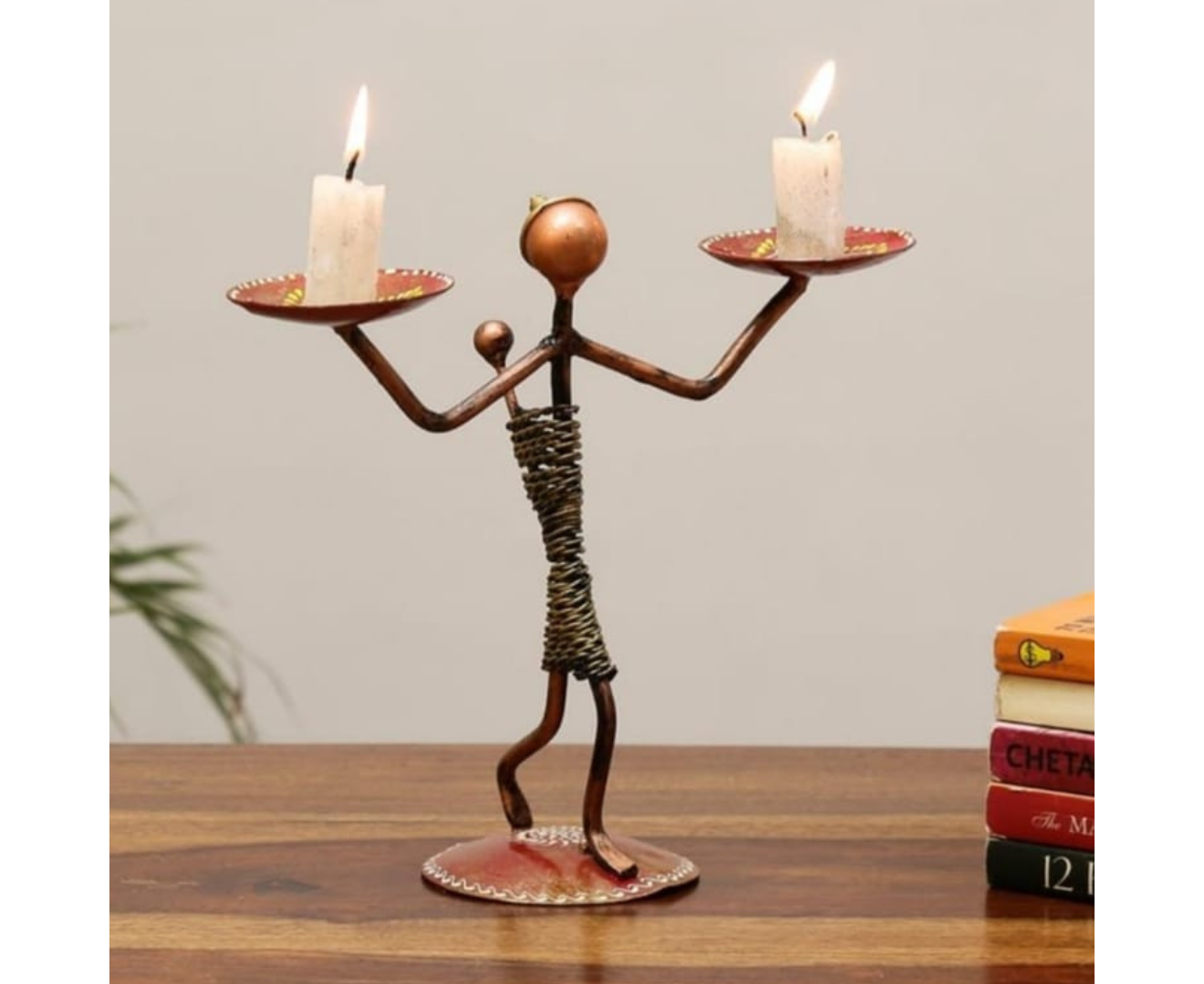 Iron Lady Double Candle Holder Decorative Showpiece-ArtyCraftz.com