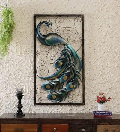 Iron Peacock Frame Wall Art - ArtyCraftz.com