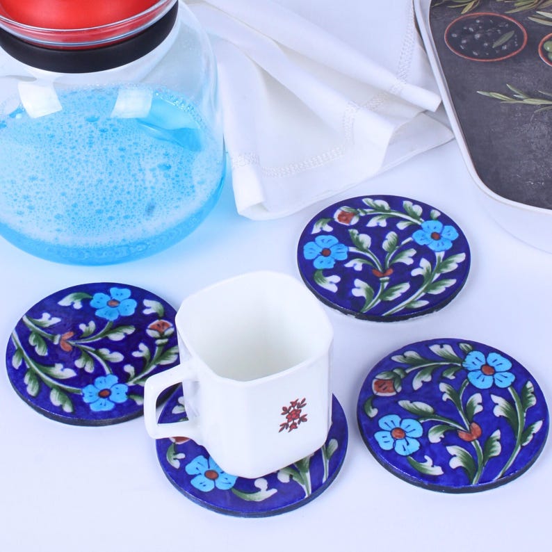 Jaipur Blue Pottery Coasters-ArtyCraftz.com