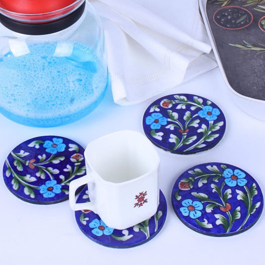 Jaipur Blue Pottery Coasters-ArtyCraftz.com