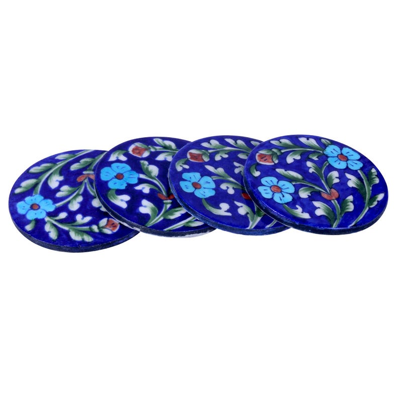 Jaipur Blue Pottery Coasters-ArtyCraftz.com