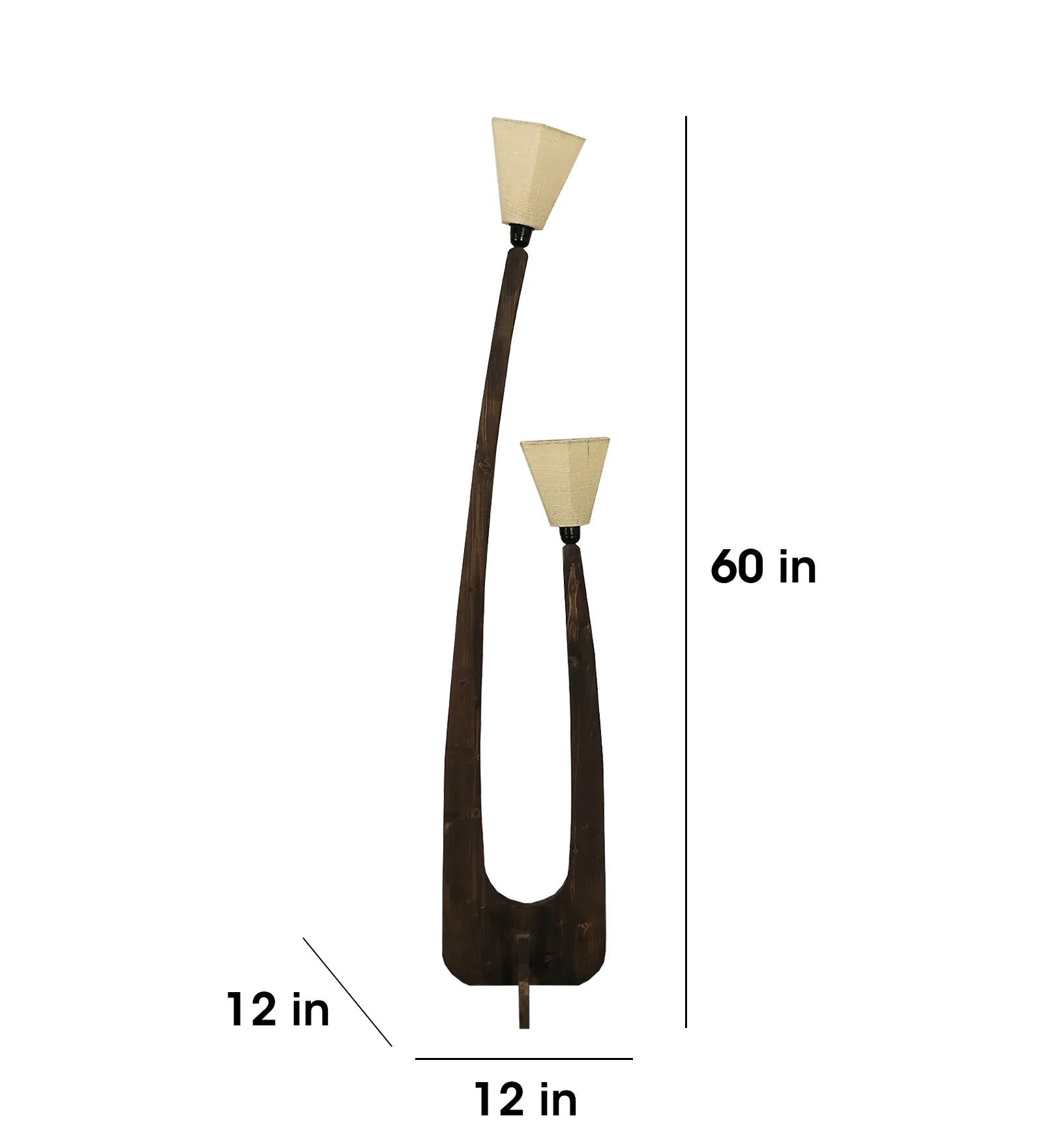 Jasper Wooden Floor Lamp with Brown Base and Beige Fabric Lampshade - ArtyCraftz.com