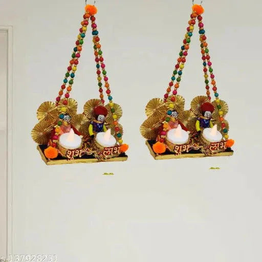 Jeevan Handicrafts Religious Handmade Recycled Material Radha Krishna Door Hangings Pack of 2 - ArtyCraftz.com