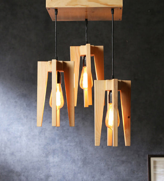 Jet Beige Wooden Cluster Hanging Lamp-ArtyCraftz.com