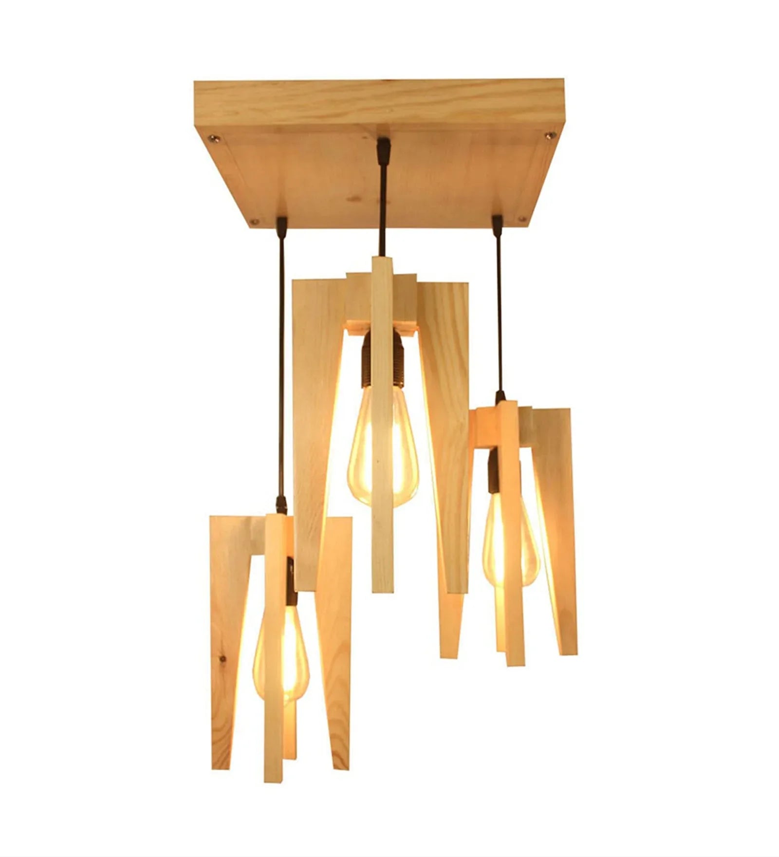 Jet Beige Wooden Cluster Hanging Lamp-ArtyCraftz.com