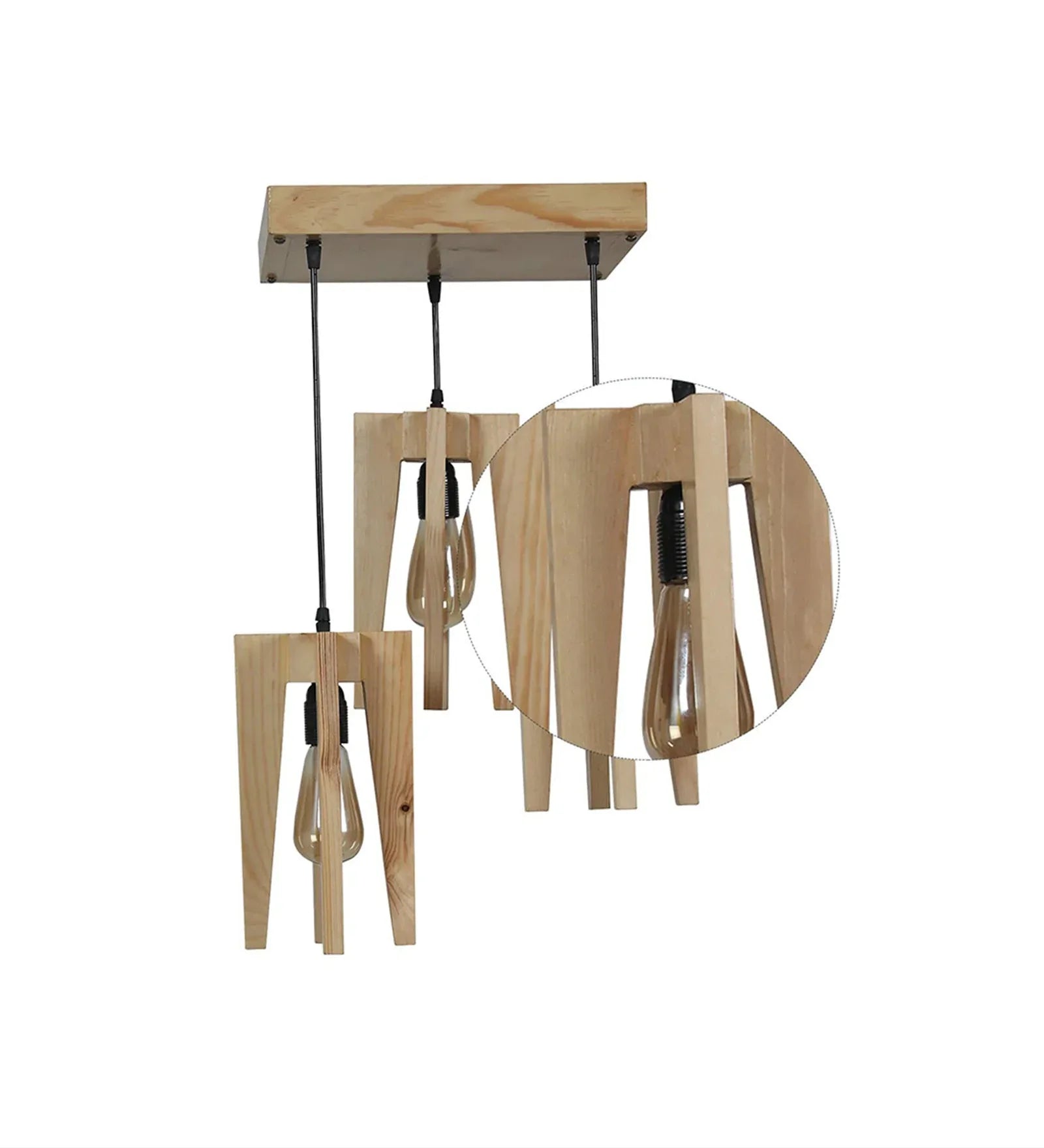 Jet Beige Wooden Cluster Hanging Lamp-ArtyCraftz.com