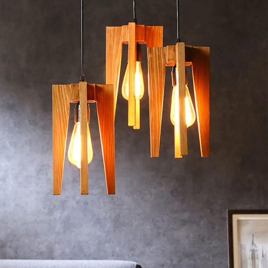 Jet Brown Wooden Cluster Hanging Lamp
