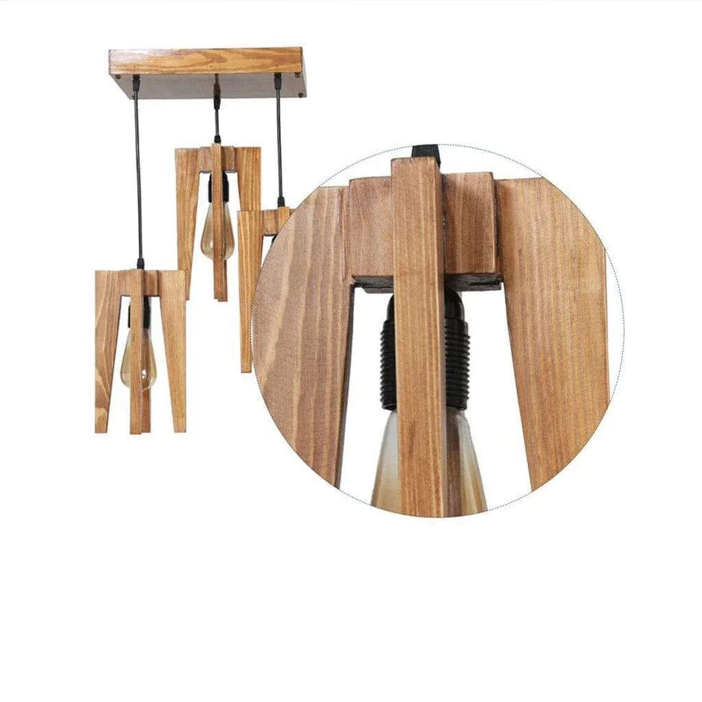 Wooden wind chime with close-up detail