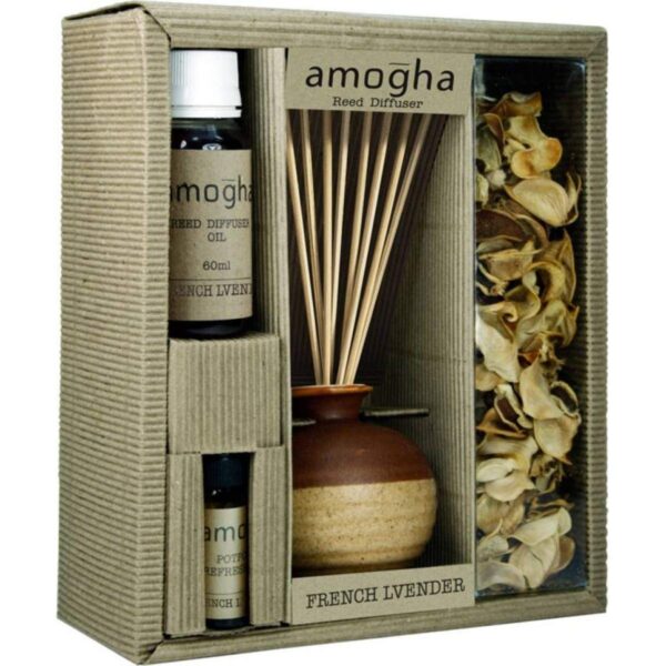 Reed Diffuser Fragrance Gift Set (One Stoneware Pot,8 reed Sticks,60ml Reed Diffuser Oil,50gm of Potpourri & 5ml Potpourri Refresher Oil)