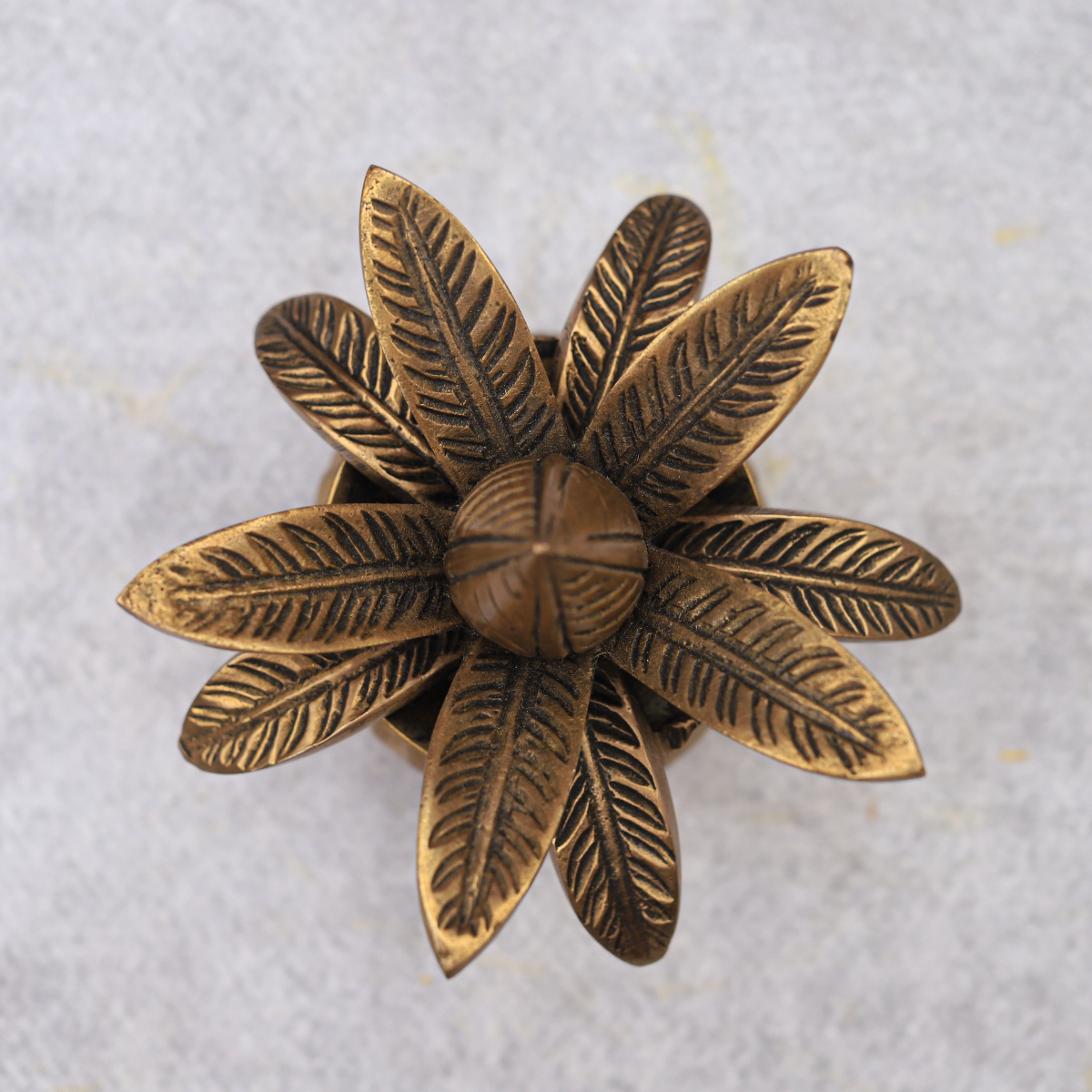 Brass Mangal Kalash with Mango Leaves Top View