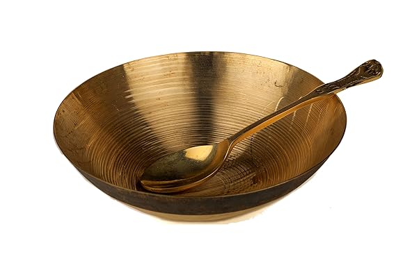 Kansa Bowl (Tansli) Set with Spoon (6 inch)Pure Bronze Metal
