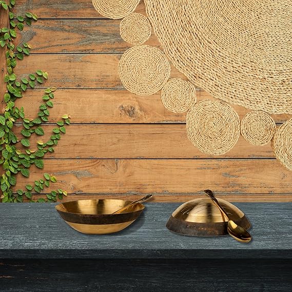 Kansa Bowl (Tansli) Set with Spoon (6 inch)Pure Bronze Metal