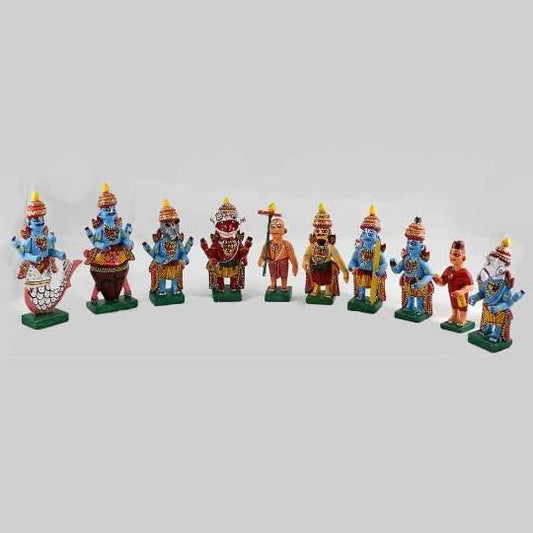 Kondapalli Wooden Lord Maha Vishnu Dashavataram Idols - Artycraftz.com