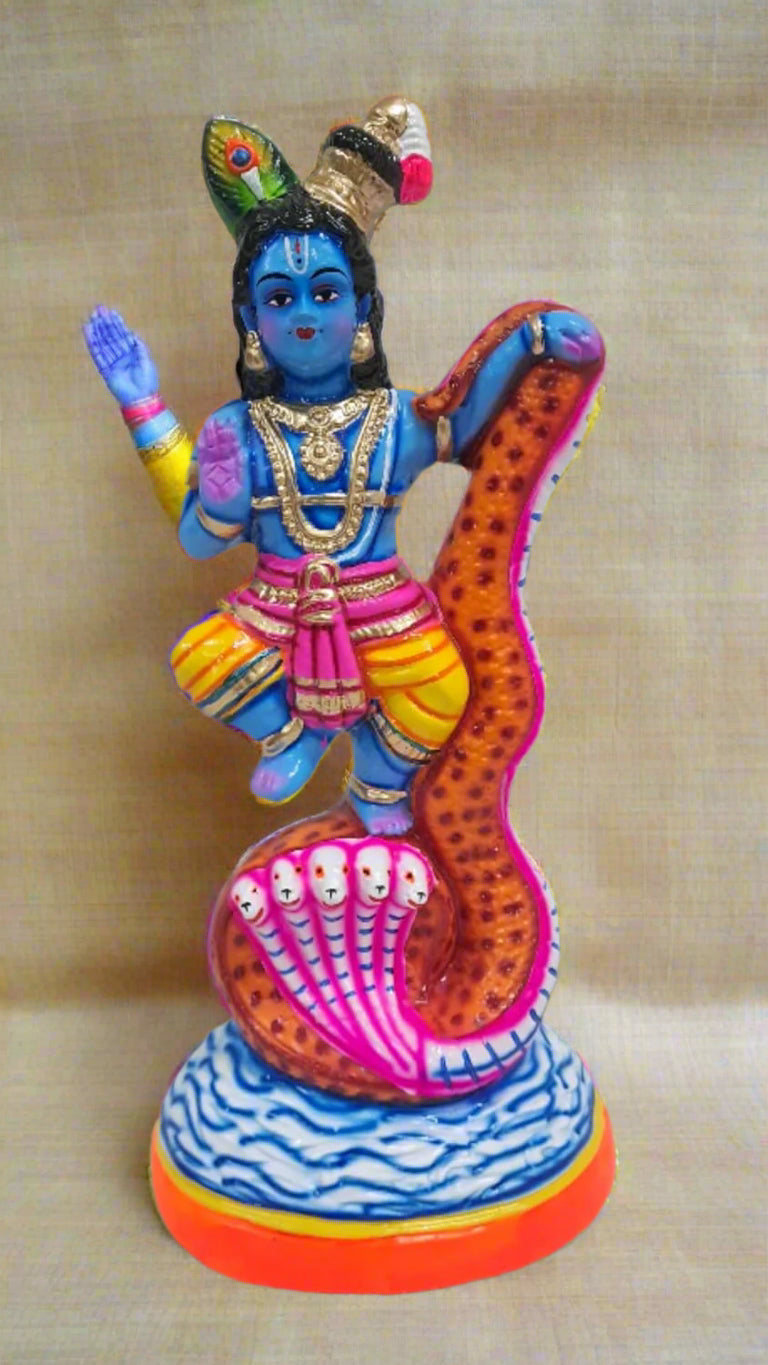 Krishna’s Kalinga Nardhana 14 Inches Papier Mache Golu Doll-ArtyCraftz.com