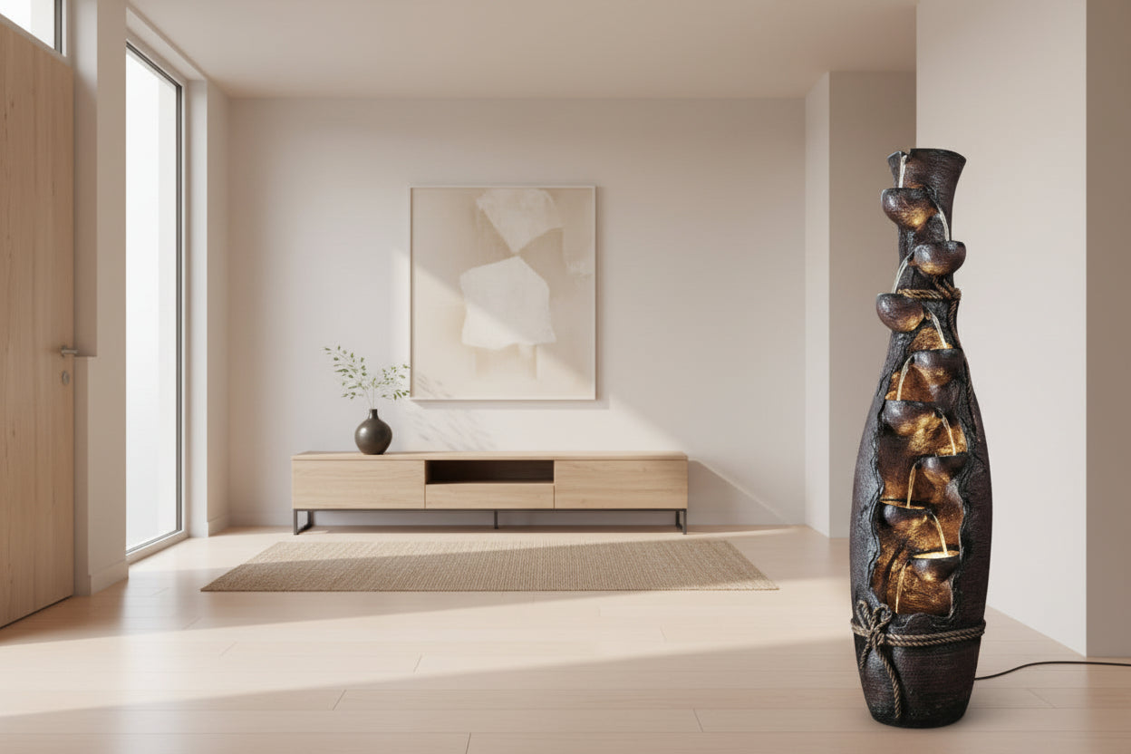 LED Waterfall Vase Fountain with Warm Lights