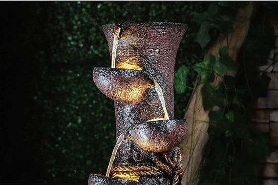 LED Waterfall Vase Fountain with Warm Lights-ArtyCraftz.com